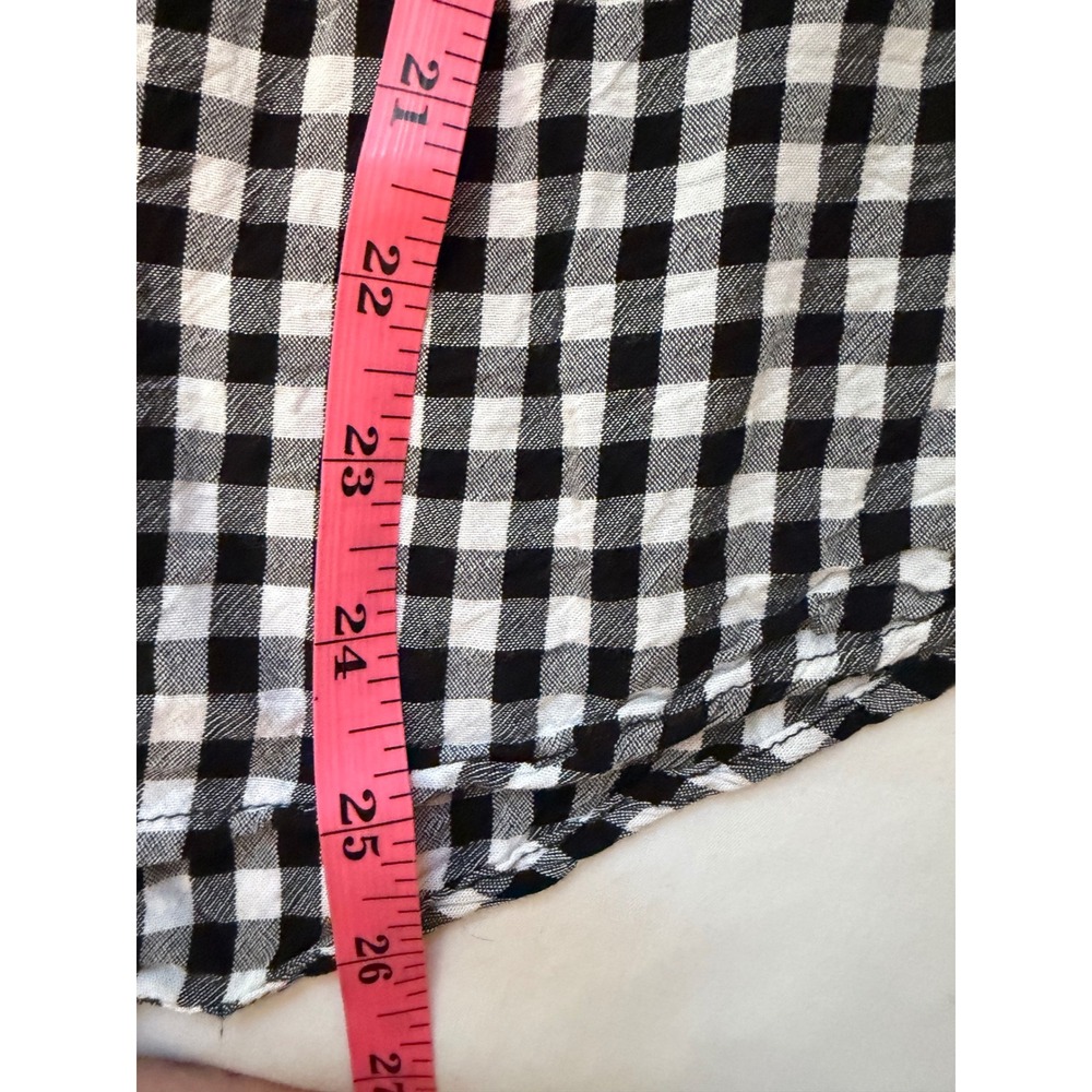 Studio Woman Gingham Lace Trim V-Neck Blouse Black White 1X SwingTop - Picture 7 of 8
